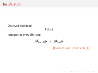 nite at all solutions of the 
likelihood equations, then `() has a unique global maximum 
Limited appeal because excluding local maxima 
 