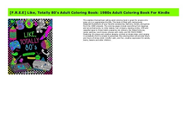 [F.R.E.E] Like, Totally 80's Adult Coloring Book: 1980s Adult Coloring