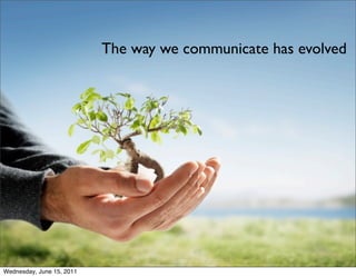 The way we communicate has evolved




Wednesday, June 15, 2011
 