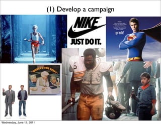 (1) Develop a campaign




Wednesday, June 15, 2011
 