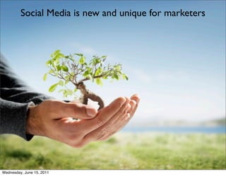 Social Media is new and unique for marketers




Wednesday, June 15, 2011
 