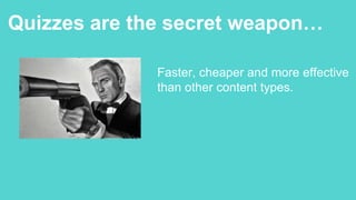 Faster, cheaper and more effective
than other content types.
Quizzes are the secret weapon…
 