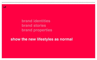 create
create
create
brand identities
brand stories
brand properties
theshow the new lifestyles as normal
 