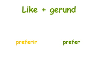 Like + gerund
preferir prefer