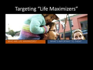 Targeting “Life Maximizers”
 