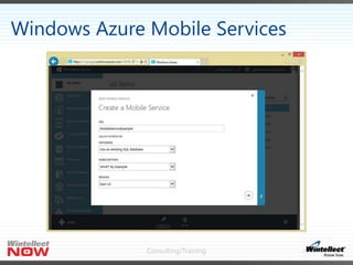 Windows Azure Mobile Services

Consulting/Training

 