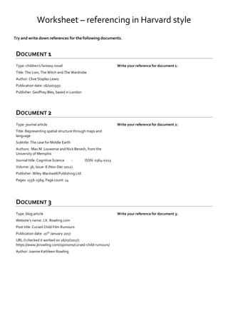 Teaching referencing to students new to Higher Education - Gandour ...