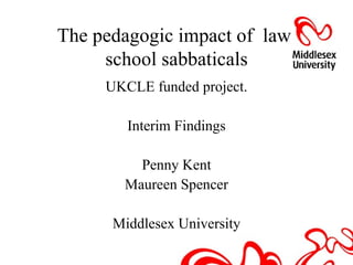 The pedagogic impact of  law  school sabbaticals ,[object Object],[object Object],[object Object],[object Object],[object Object]