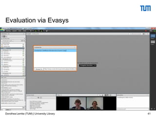 41
Evaluation via Evasys
Dorothea Lemke (TUM) | University Library
 