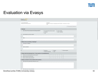 42
Evaluation via Evasys
Dorothea Lemke (TUM) | University Library
 