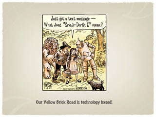Text Text Text Our Yellow Brick Road is technology based! 