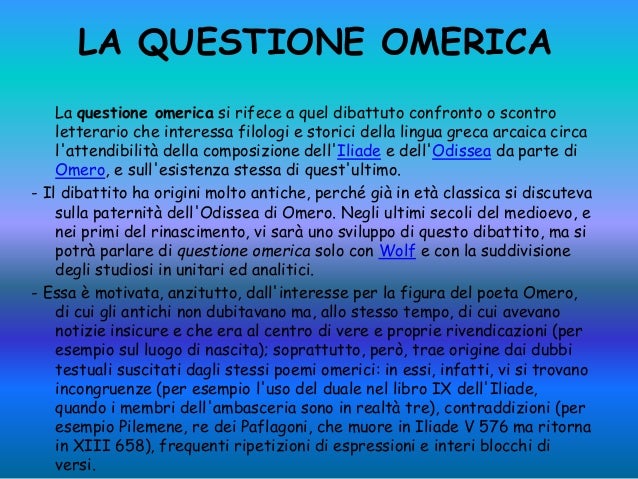 Che Cos è La Questione Omerica
