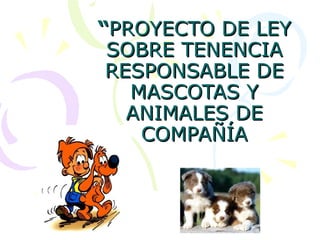 “ PROYECTO DE LEY SOBRE TENENCIA RESPONSABLE DE MASCOTAS Y ANIMALES DE COMPAÑÍA 