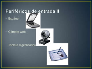 • Escáner
• Cámara web
• Tableta digitalizadora