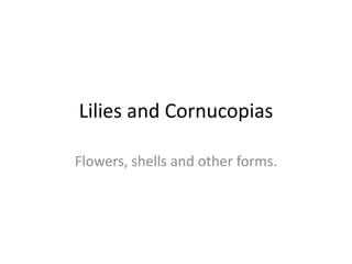 Lilies and Cornucopias
Flowers, shells and other forms.
 