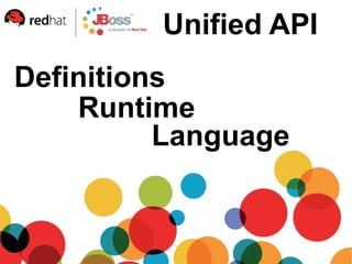Unified API
Definitions
    Runtime
          Language
 