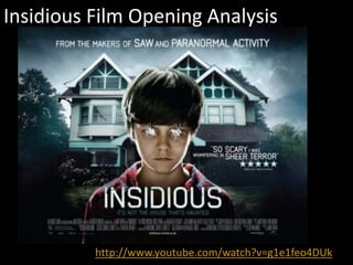 Insidious Film Opening Analysis




          http://www.youtube.com/watch?v=g1e1feo4DUk
 