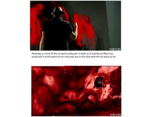 Showing us a hint of the art work produced. It looks as if only Bruno Mars has
produced it at this point as he’s the only one in the shot with the art work so far.
 