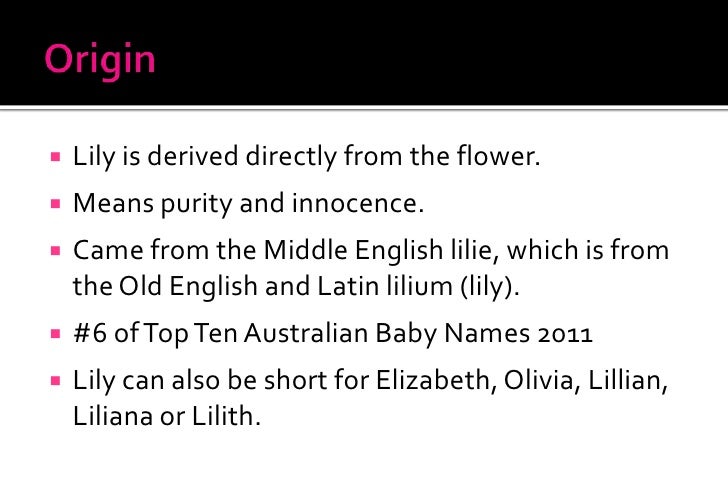 Origin of name Lily