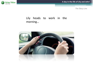 A day in the life of Lily and John!
Lily heads to work in the
morning…
The Story Line
 