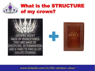 www.linkedin.com/in/lilia-serrano-chua/
What is the STRUCTURE
of my crown?
 