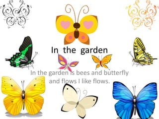 In  the  garden In the garden is bees and butterfly and flows I like flows. 