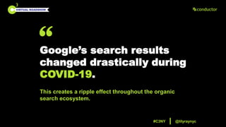 VIRTUAL ROADSHOW
This creates a ripple effect throughout the organic
search ecosystem.
Google’s search results
changed dra...