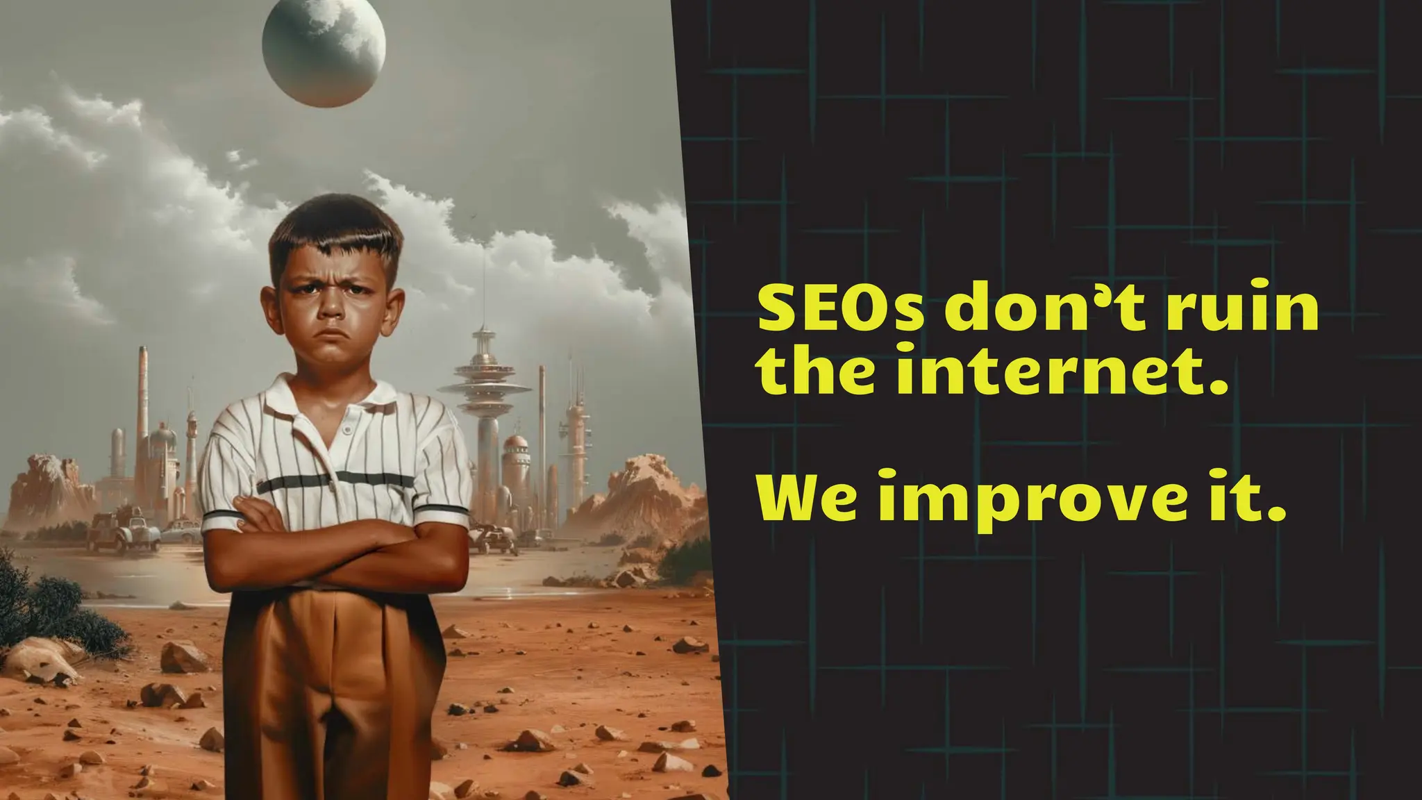 SEOs don’t ruin
the internet.
We improve it.
 