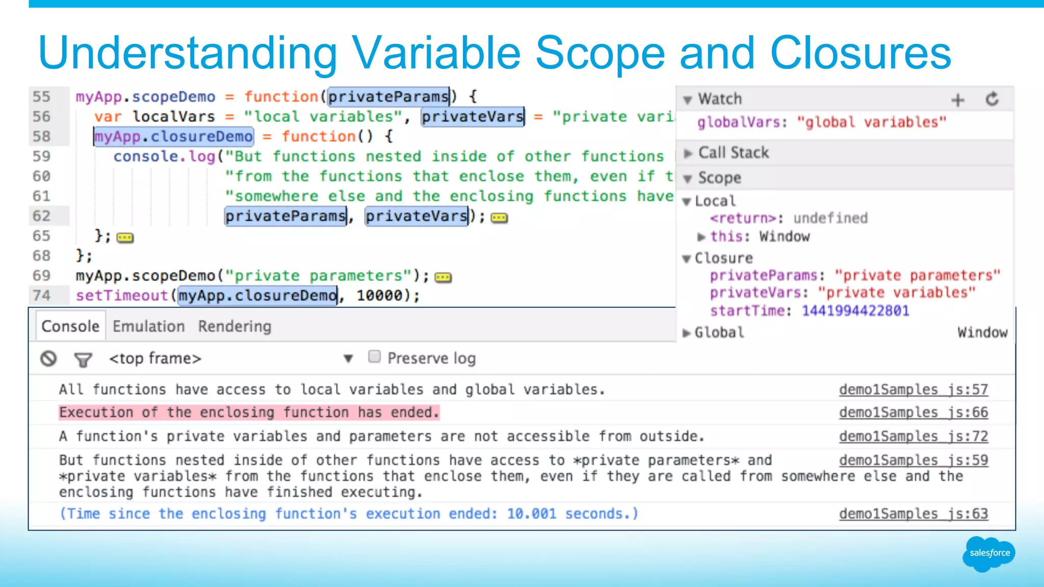Understanding Variable Scope and Closures 