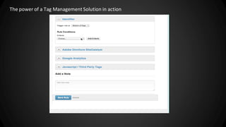 © 2013 Adobe Systems Incorporated. All Rights Reserved. Adobe Confidential.
The power of a Tag Management Solution in action
 