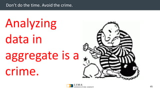 © 2013 Adobe Systems Incorporated. All Rights Reserved. Adobe Confidential.
Don’t do the time. Avoid the crime.
Analyzing
data in
aggregate is a
crime.
45
 
