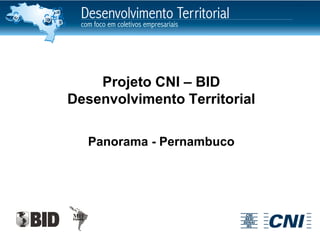 Projeto CNI – BID
Desenvolvimento Territorial

  Panorama - Pernambuco
 