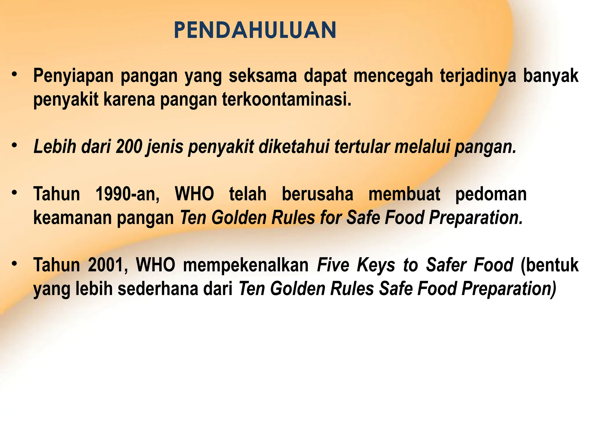 Five Keys Of Food Safety Lima Kunci Keamanan Pangan Pptx