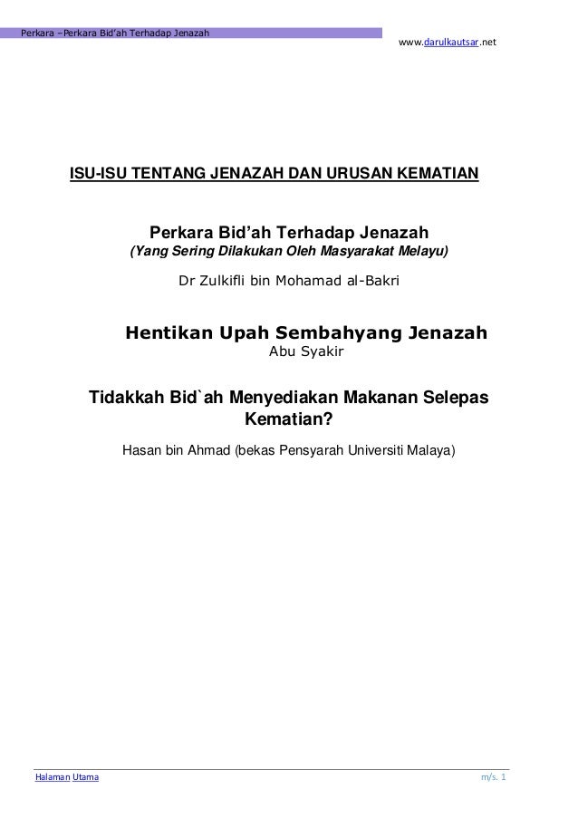 Isu Isu Tentang Jenazah Dan Kematian Isu Isu Tentang Jenazah Dan Kematian