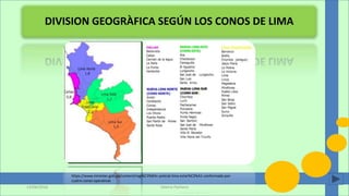 DIVISION GEOGRÀFICA SEGÚN LOS CONOS DE LIMA
Valeria Pacheco13/06/2016
https://www.mininter.gob.pe/content/regi%C3%B3n-policial-lima-estar%C3%A1-conformada-por-
cuatro-zonas-operativas
 