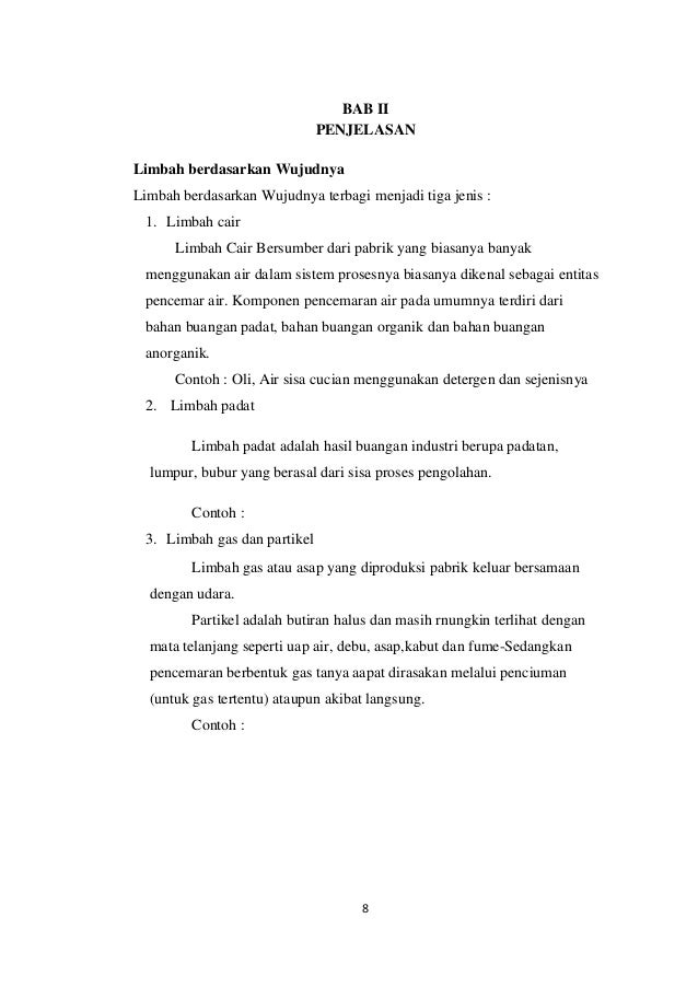 Jenis Limbah Berdasarkan Wujudnya Dan Contohnya