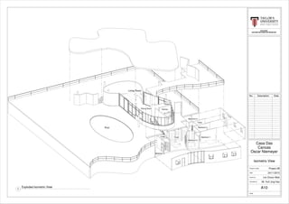 BLD 62403
BUILDING INFORMATION MODELING
Scale
Checked by
Drawn by
Date
Project number
Isometric View
Project 2B
Oscar Niemeyer
Casa Das
Canoas
24/11/2015
Lim Choon Wah
Mr. Koh Jing Hao
A10Exploded Isometric View
1
Living Room
Foyer
Bedroom 4
Bedroom 1
Bedroom 5
Bedroom 2
Bedroom 3
Kitchen
Pantry
Pool
Toilet
Toilet
Dining Room
No. Description Date
 