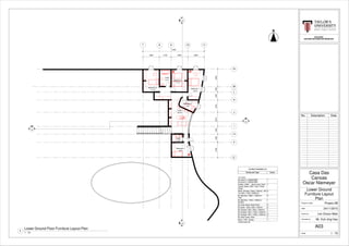 7 8 9 10 11
F
H
I
K
L
N
11 m²
Bedroom 3
6 m²
Toilet
11 m²
Bedroom 2
13 m²
Bedroom 1
8 m²
Bedroom 4
5 m²
Bedroom 5
3000 2100 3000 2960
11060
1
A09
1
A09
3
A09
3
A09
J
M
1520140025142273140210003200
28 m²
Foyer
2 m²
Toilet
BLD 62403
BUILDING INFORMATION MODELING
Scale
Checked by
Drawn by
Date
Project number
1 : 75
Lower Ground
Furniture Layout
Plan
Project 2B
Oscar Niemeyer
Casa Das
Canoas
24/11/2015
Lim Choon Wah
Mr. Koh Jing Hao
A03
1 : 75
Lower Ground Floor Furniture Layout Plan
1
Furniture Schedule LG
Family and Type Count
Furniture Schedule LG
Family and Type Count
LG Level
Armchair-2_SMARTBIM:
Armchair-2_SMARTBIM
1
Coffee_Table_-_Mulit-Level_Dark_
Tinted_Glass_9321: Dark Tinted
Glass
1
IKEA_Smadal_Glass_Cabinet_108
19: 500 x 1400 x 2500mm
5
M_Bed-Box: 0965 x 1880mm -
Twin
5
M_Bed-Box: 1346 x 1880mm -
Double
1
M_Chair-Desk: Desk Chair 2
M_Desk: 1525 x 500 x 762mm 2
M_Dresser: 500 x 600 x 1200mm 1
M_Dresser: 500 x 1500 x 1200mm 1
M_Dresser: 500 x 1850 x 1200mm 5
M_Sofa-Corbu: Sofa 1
Mug_11601: Empty 1
Grand total: 26
N
36
C
2780
No. Description Date
 