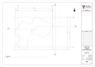 9
A
1
A09
1
A09
3
A09
3
A09
M
1
1672
5º
342227501800
24892
21506
19833
BLD 62403
BUILDING INFORMATION MODELING
Scale
Checked by
Drawn by
Date
Project number
1 : 75
Roof Plan
Project 2B
Oscar Niemeyer
Casa Das
Canoas
24/11/2015
Lim Choon Wah
Mr. Koh Jing Hao
A08
No. Description Date
1 : 75
Roof Plan
1
N
 