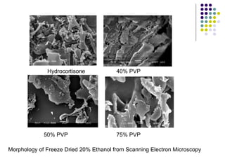 Hydrocortisone 40% PVP 50% PVP 75% PVP Morphology of Freeze Dried 20% Ethanol from Scanning Electron Microscopy 