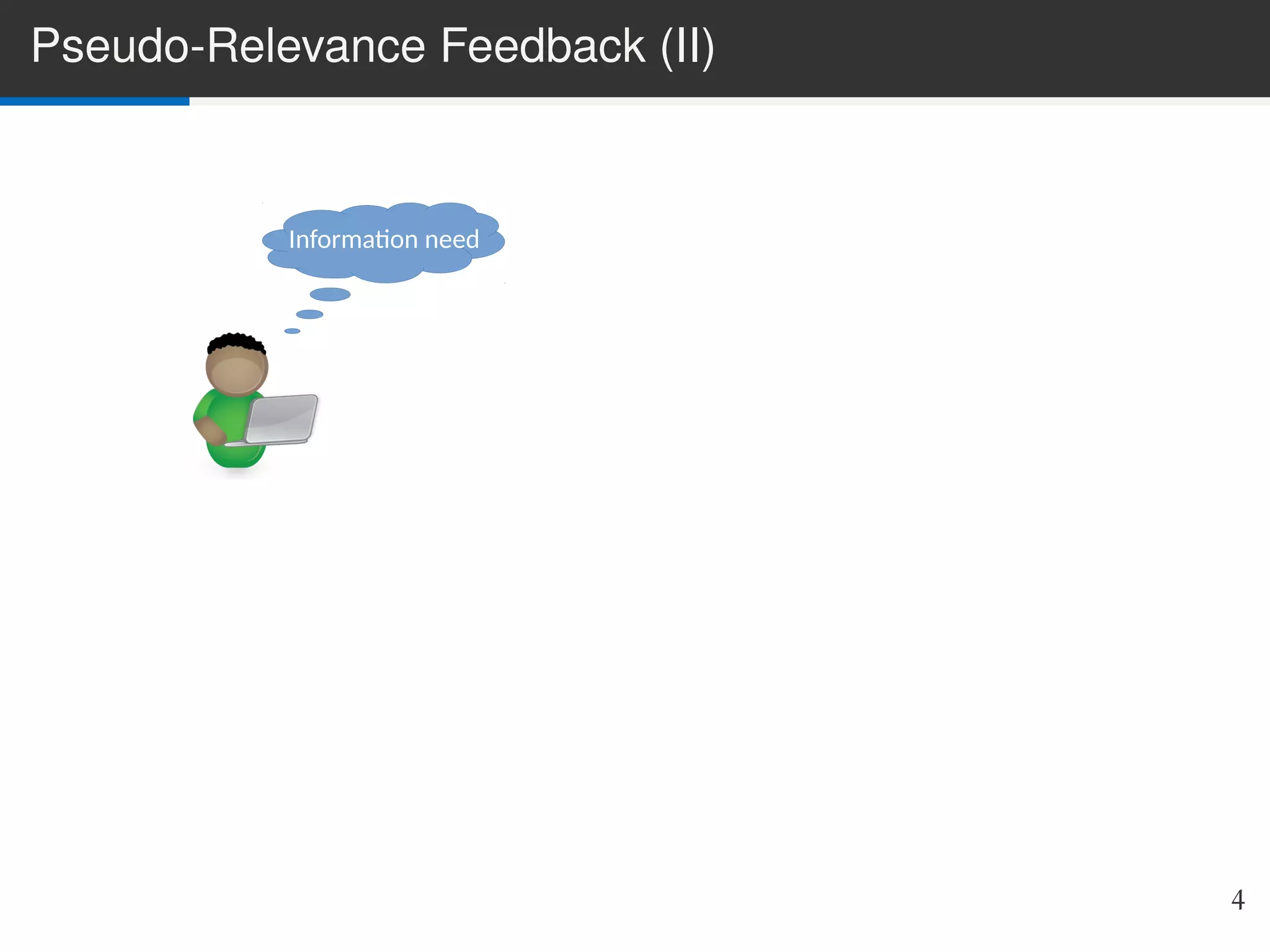 Pseudo-Relevance Feedback (II)
Information need
4
 