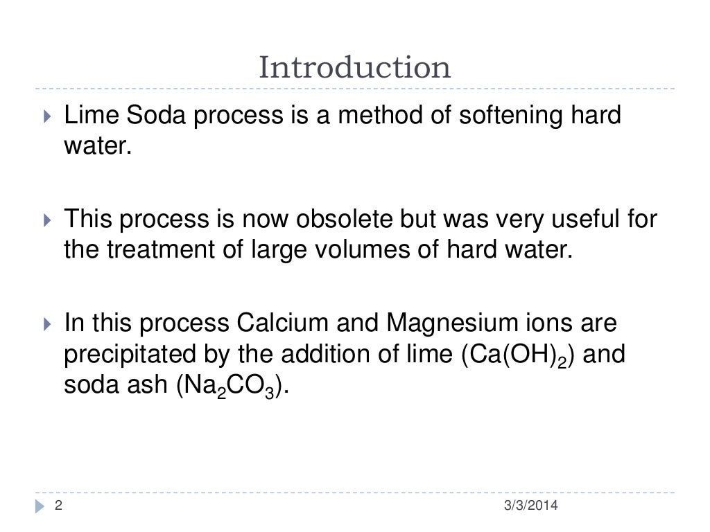 Lime Soda Process Softening Of Water