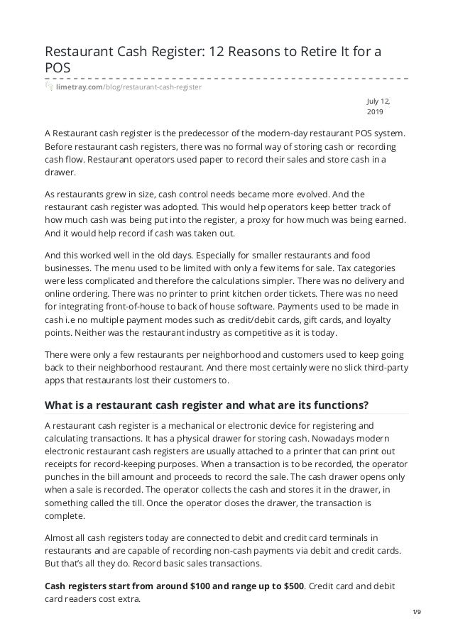 Restaurant Cash Register 12 Reasons To Retire It For A Pos