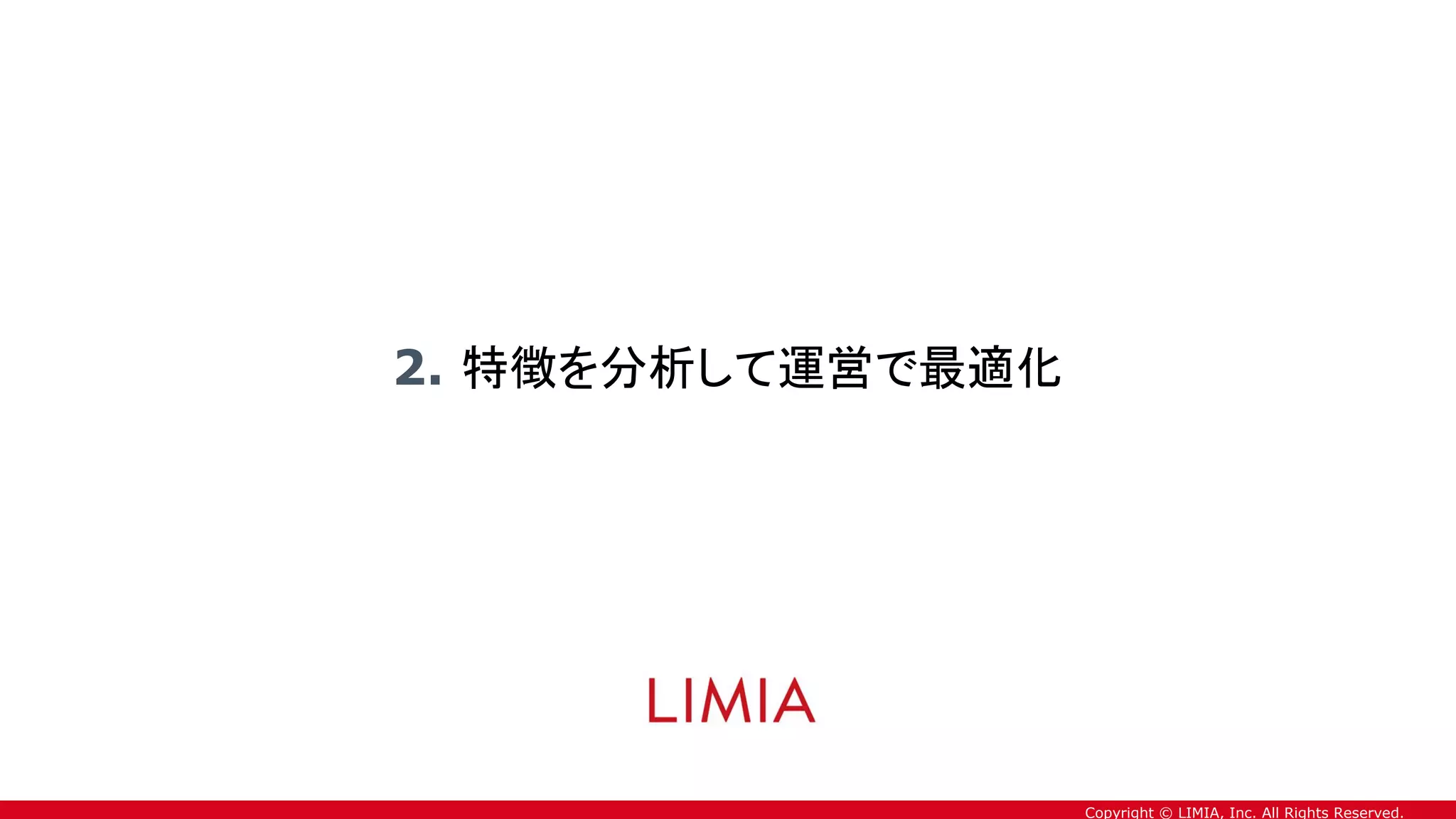 Copyright © LIMIA, Inc. All Rights Reserved.
2. 特徴を分析して運営で最適化
 