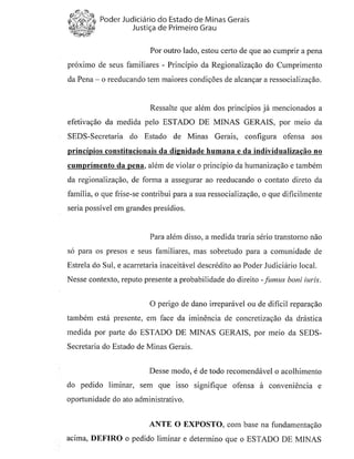 Liminar fechamento-Assunção - Juiz ressaltou em liminar que fechamento da Cadeia pública de Estrela do Sul agravaria a situação do sistema prisional em Minas Gerais