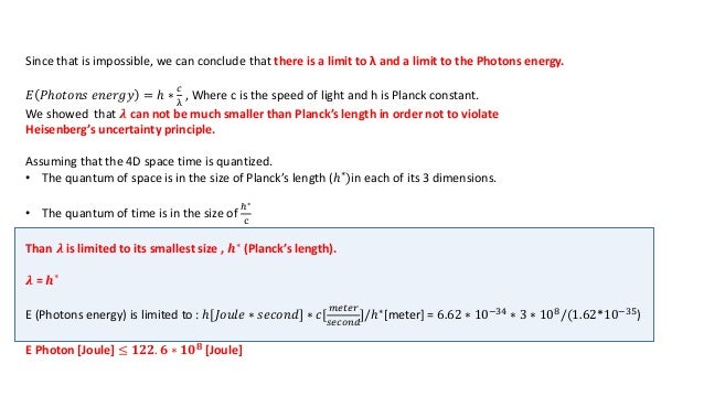 limitation on the photons energy and wave length size of photon