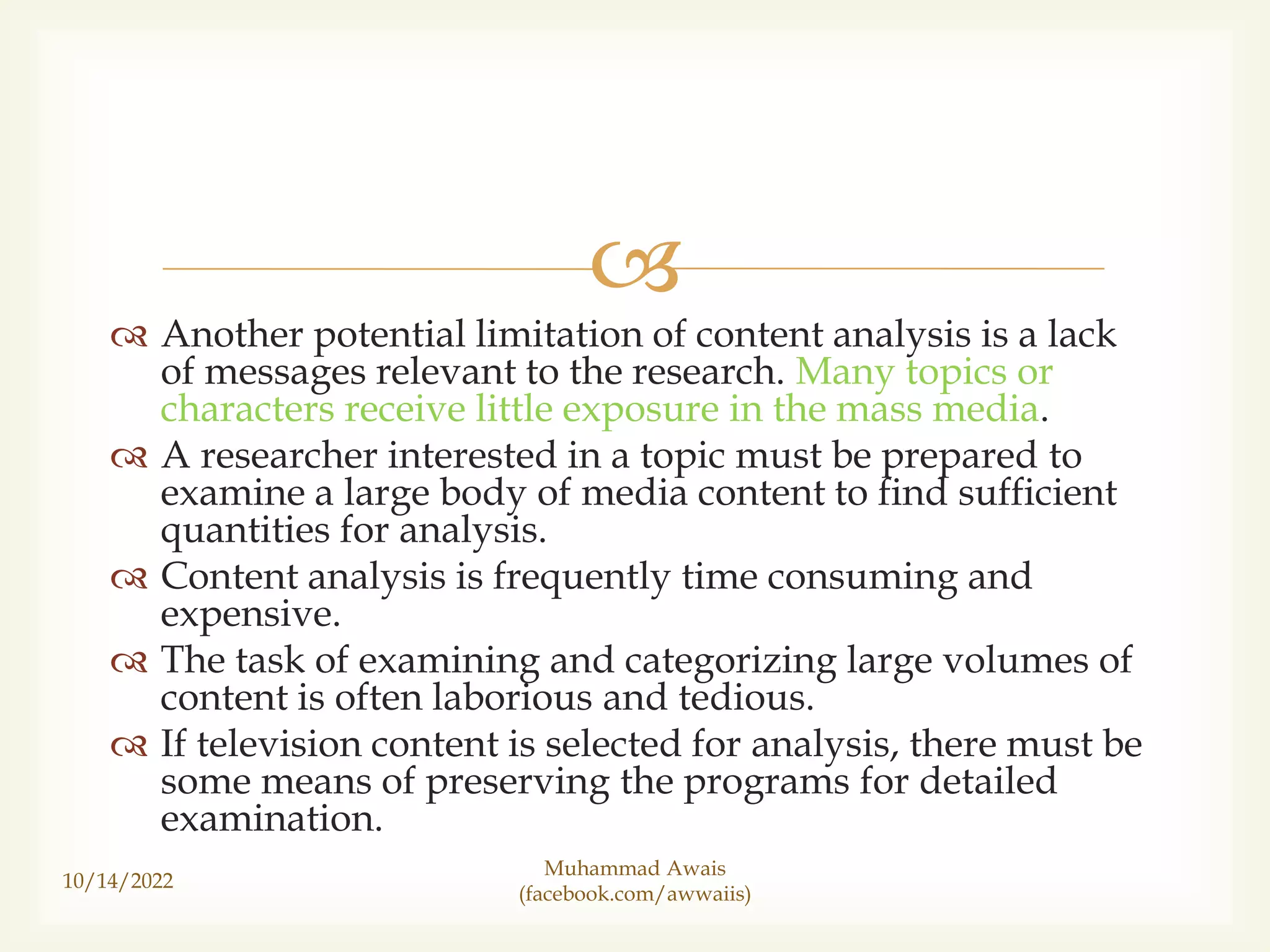 Limitations Of Content Analysis