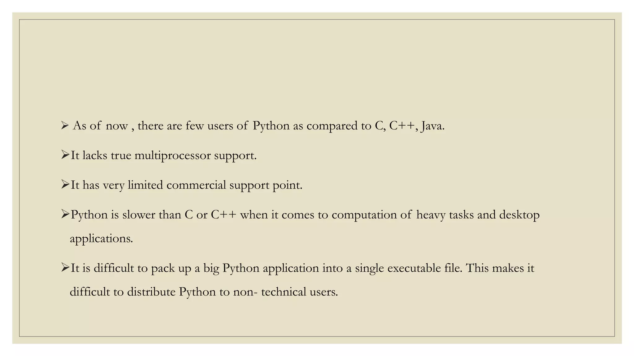 Limitations of python | PPT