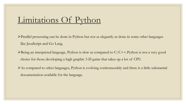 Limitations of python | PPT