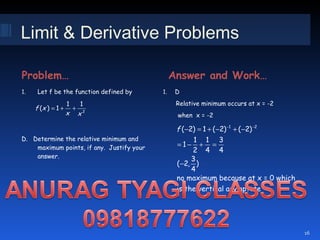Derivatvi Problem Limit & Derivative Problems by ANURAG TYAGI CLASSES (ATC) | PPT